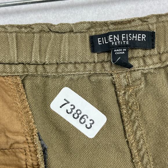 EILEEN FISHER Pants PM Organic Cotton Canvas Cargo Utility Cropped Tapered Green - Picture 15 of 15
